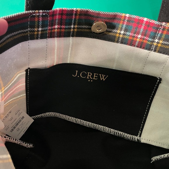 JCREW Mini Plaid Canvas Tote - Picture 3 of 4